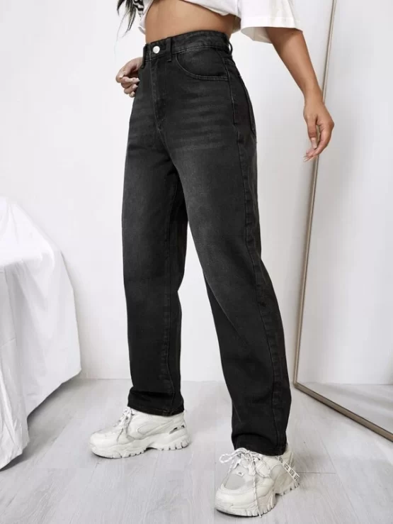 High Waist Straight Leg Jeans - Image 8