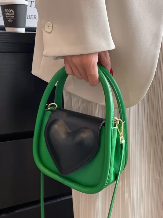 Heart Embossed Leather Flap Saddle Bag - Image 2