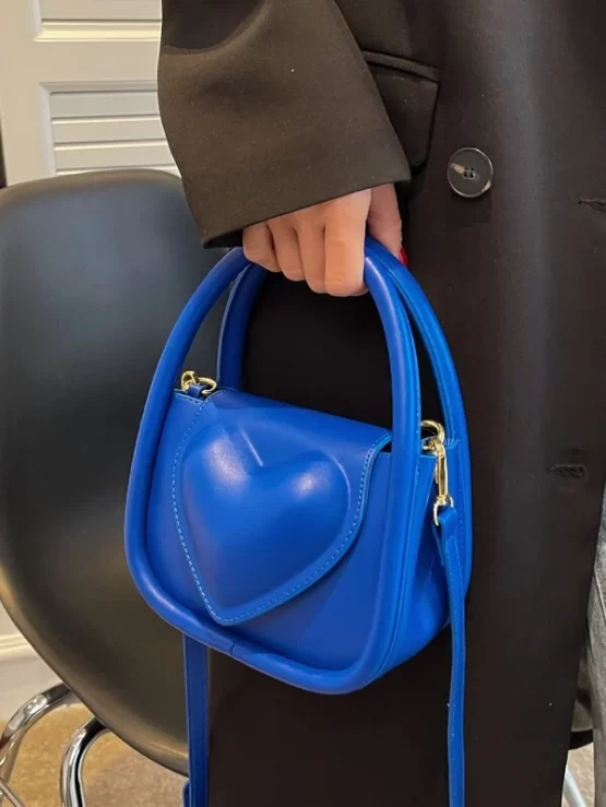 Heart Embossed Leather Flap Saddle Bag - Image 5