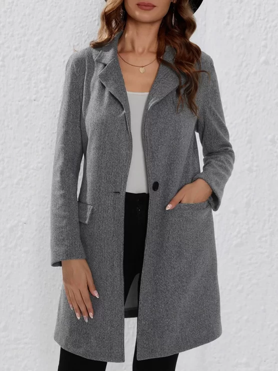EMERY ROSE Lapel Neck Single Button Coat
