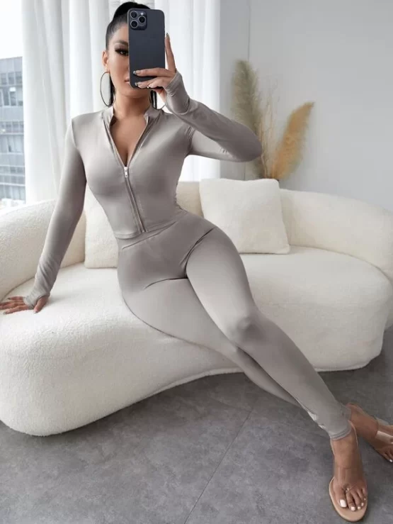 Zip Up Thumb Holes Jacket & Leggings