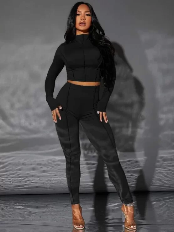 Top-stitching Crop Top & Leggings - Image 7