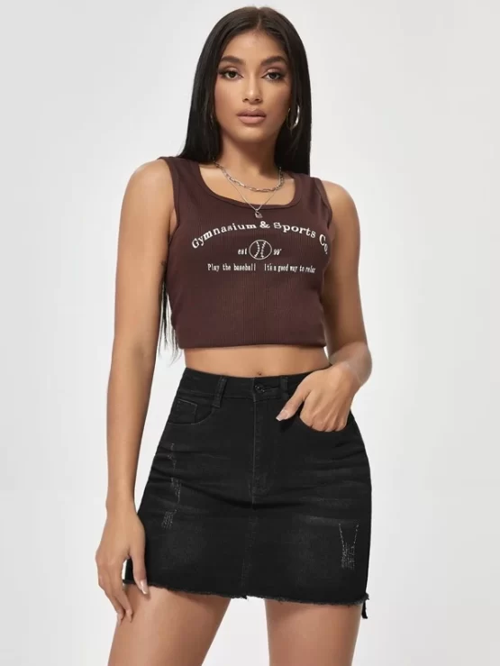 Raw Hem Mini Bodycon Denim Skirt