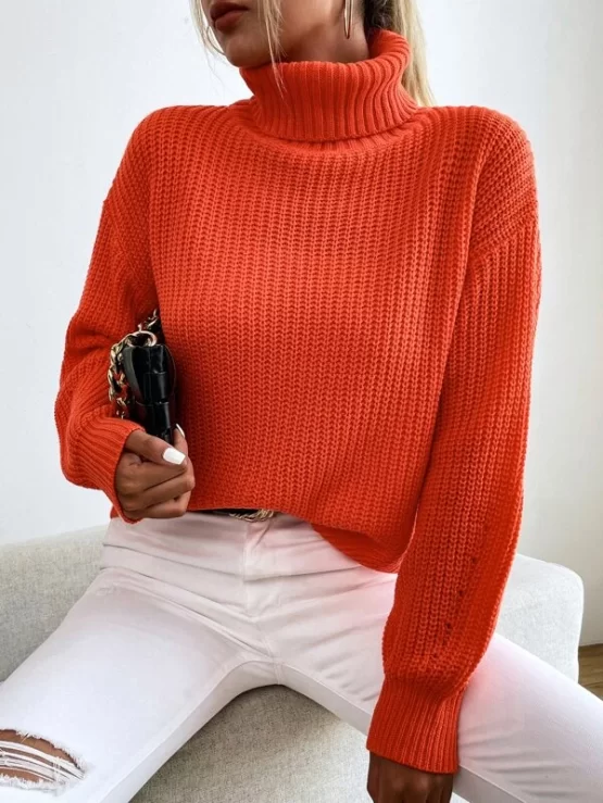 Turtle Neck Drop Shoulder Sweater - Image 4