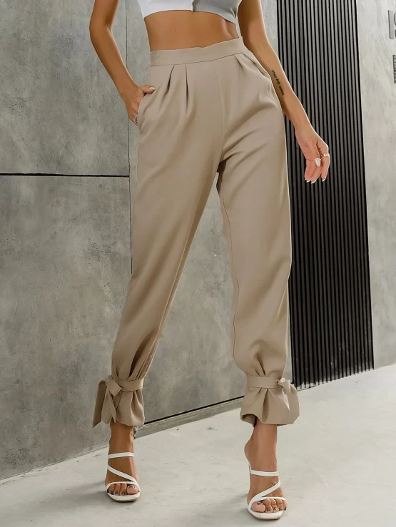 Glamaker Fold Pleat Knot Hem Pants - Image 4