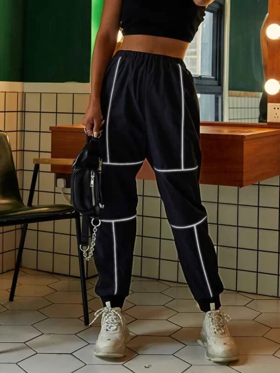 Contrast Reflective Piping Sweatpants - Image 4