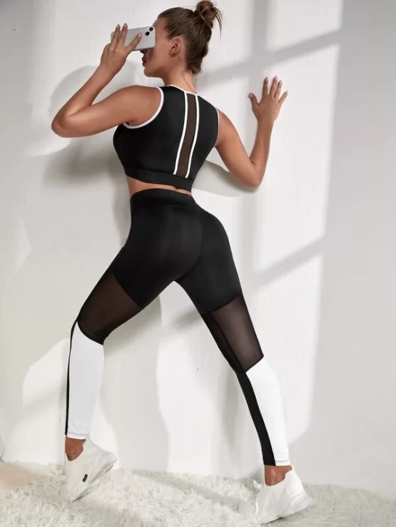 Contrast Binding Mesh Insert Sports Set
