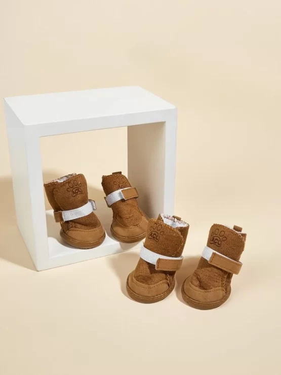Four pieces Letter Paw Print Pet Shoes - Image 4