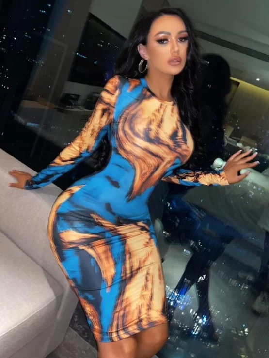 Graphic Sexy Tie Dye Bodycon Dress