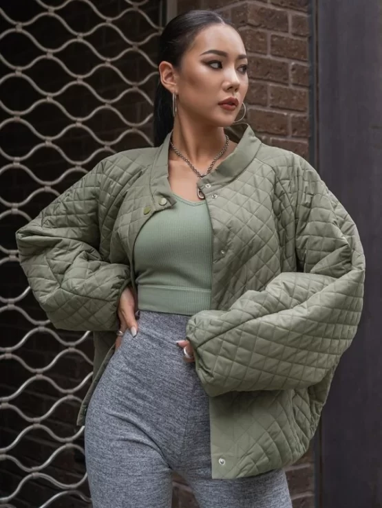 COLDBREAK Raglan Sleeve Button Front Quilted Coat