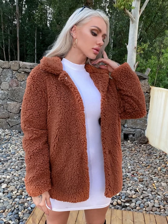 Eilly Bazar Open Front Teddy Coat - Image 4