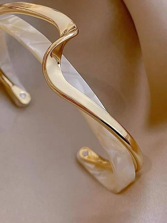 Structured Gold Plastic Cuff Bracelet - Image 3