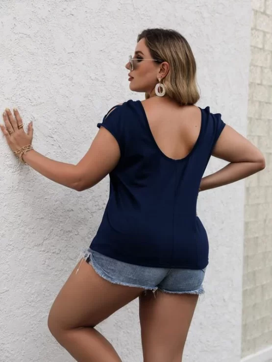 Plus Plain Criss Cross Short Sleeve Tee - Image 2