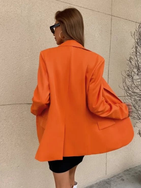 Single Elegant Button Flap Detail Blazer - Image 2