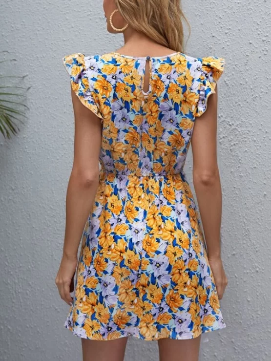 Floral All Over Print Ruffle Detail Dress - Image 2