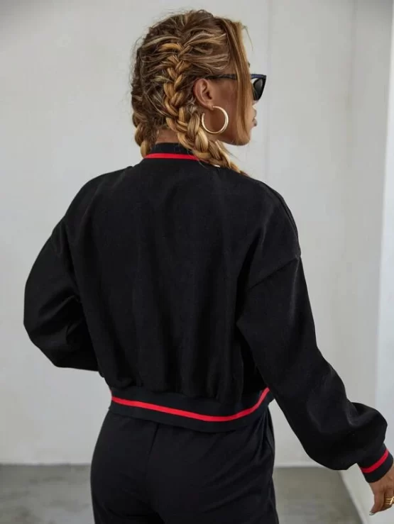 Letter Patched Button Bomber Jacket - Image 2