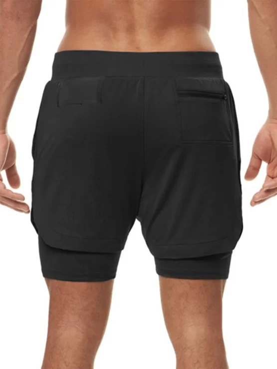 Men 2 In 1 Drawstring Waist Sports Shorts With Phone Pocket - Image 11