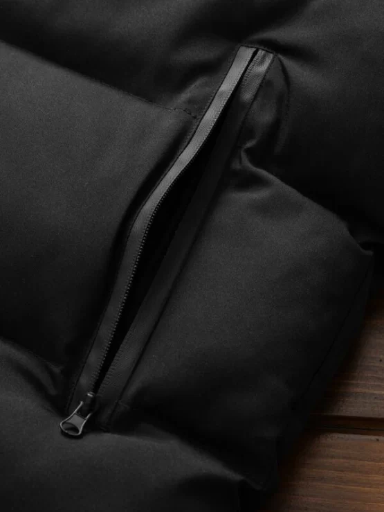 Men Zip Up Sleeveless Hooded Puffer Coat - Image 3