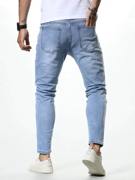 Men Zipper Fly Pocket Solid Skinny Jeans - Image 3
