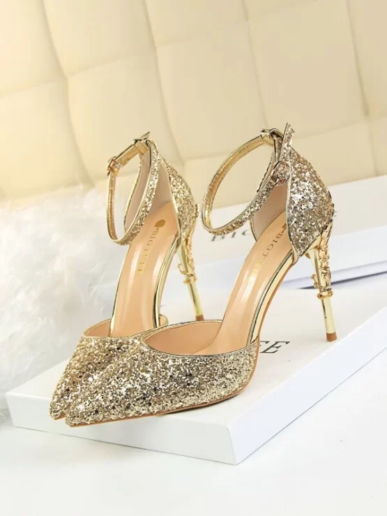Glitter Point Toe Ankle Strap Sandals - Image 5