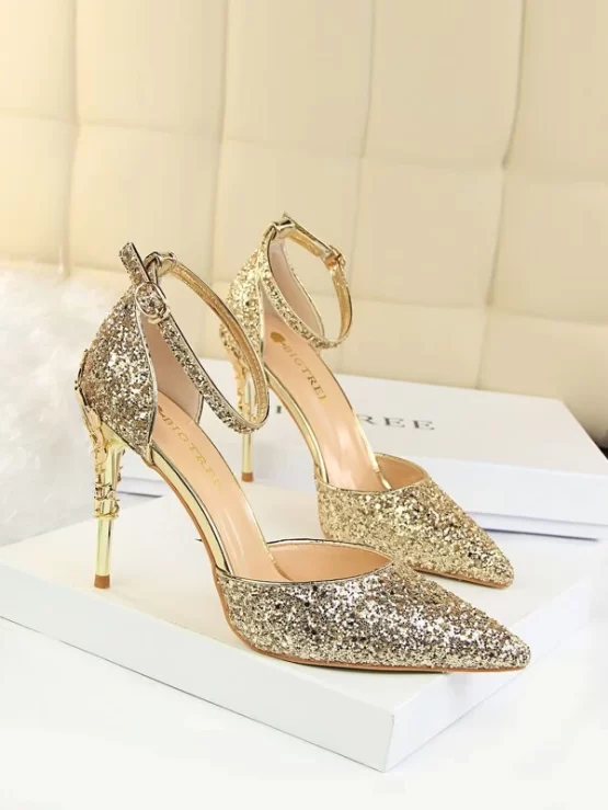 Glitter Point Toe Ankle Strap Sandals - Image 6