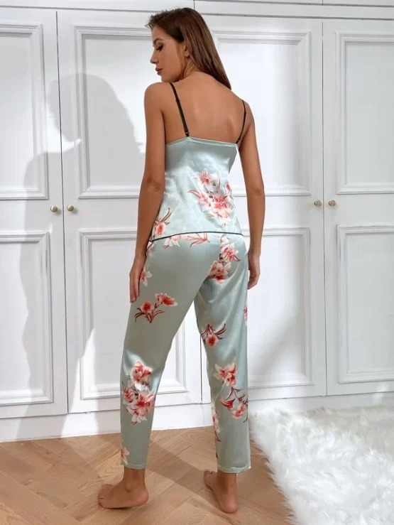 Two pieces Floral Print Backless Night Set - Image 6