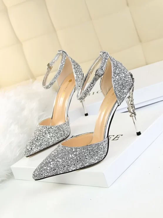 Glitter Point Toe Ankle Strap Sandals - Image 3
