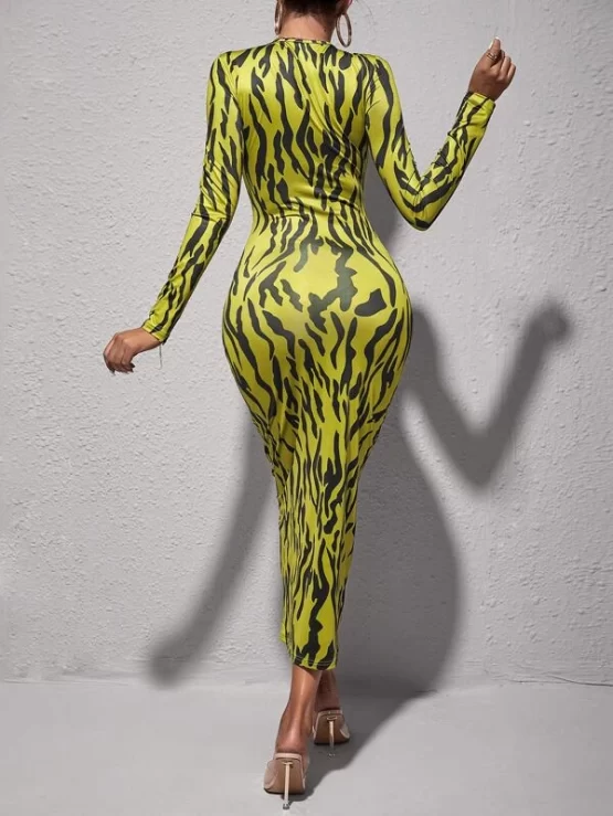 Allover Pencil Elegant Print Bodycon Dress - Image 2