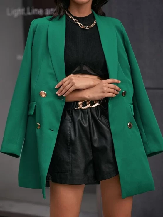 Shawl Collar Elegant Double Breasted Blazer - Image 3