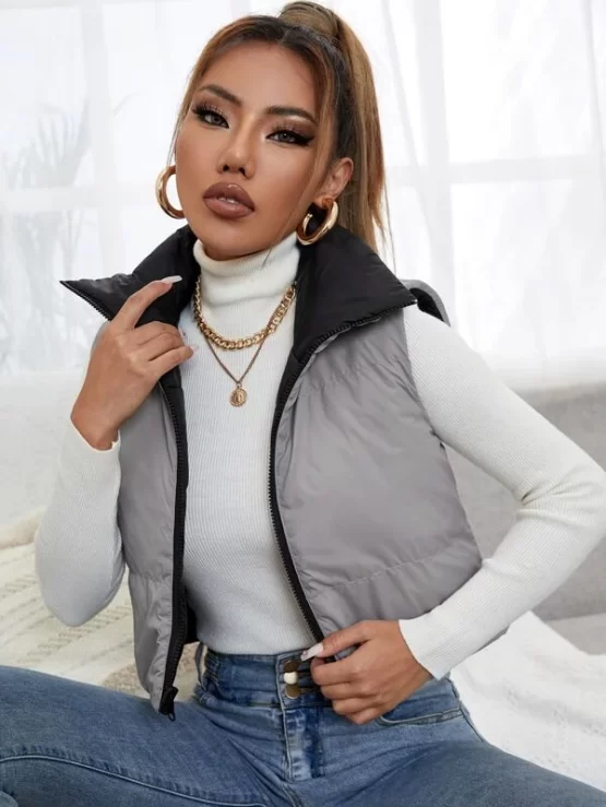 Zipper Double Face Winter Vest Coat - Image 5