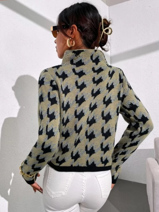 Allover Pattern High Neck Sweater - Image 3