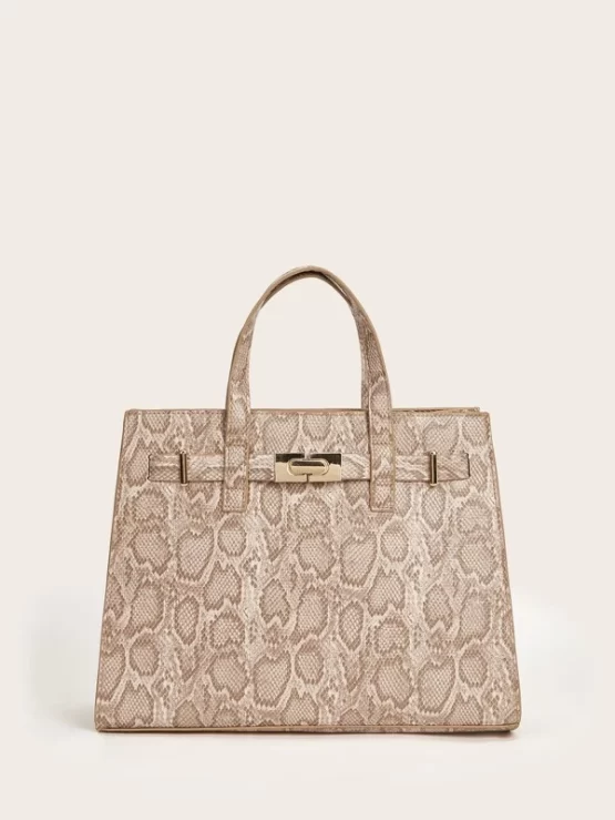 Snakeskin PU Leather Pattern Satchel Bag - Image 3