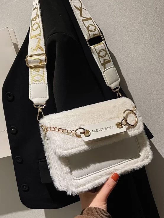 Minimalist Fluffy Chain Flap Square Bag - Image 2