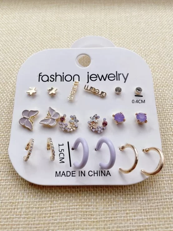 Nine pairs Star & Butterfly Decor Earrings - Image 3