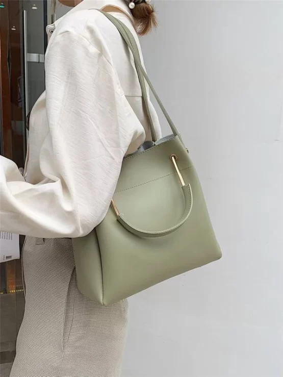 Minimalist Double Handle Bucket Bag - Image 8