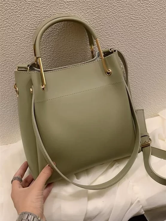 Minimalist Double Handle Bucket Bag - Image 9