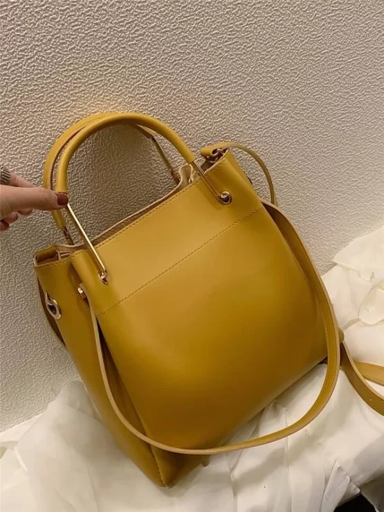 Minimalist Double Handle Bucket Bag - Image 2