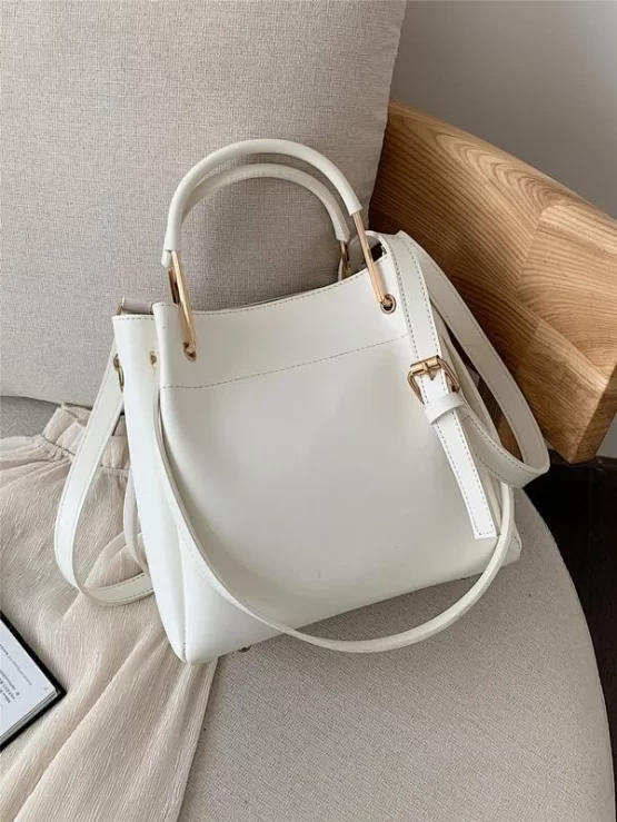 Minimalist Double Handle Bucket Bag - Image 5