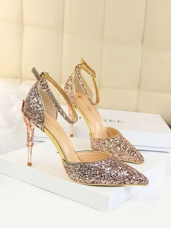 Glitter Point Toe Ankle Strap Sandals - Image 8