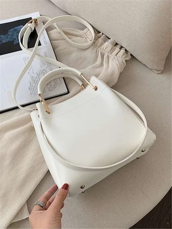 Minimalist Double Handle Bucket Bag - Image 6