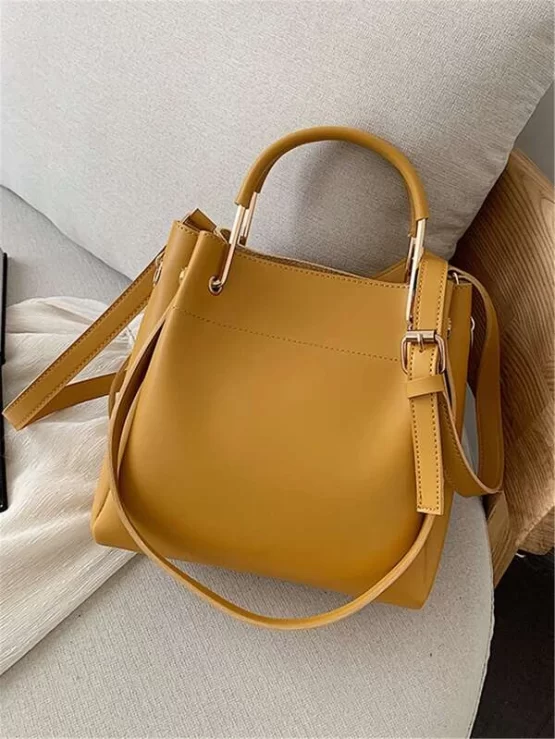 Minimalist Double Handle Bucket Bag - Image 3