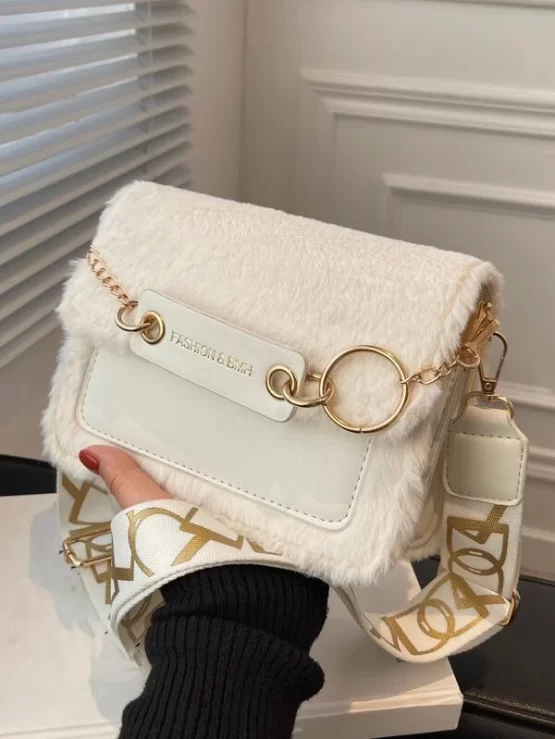 Minimalist Fluffy Chain Flap Square Bag - Image 4