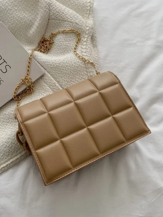 Minimalist Leather Chain Flap Square Bag