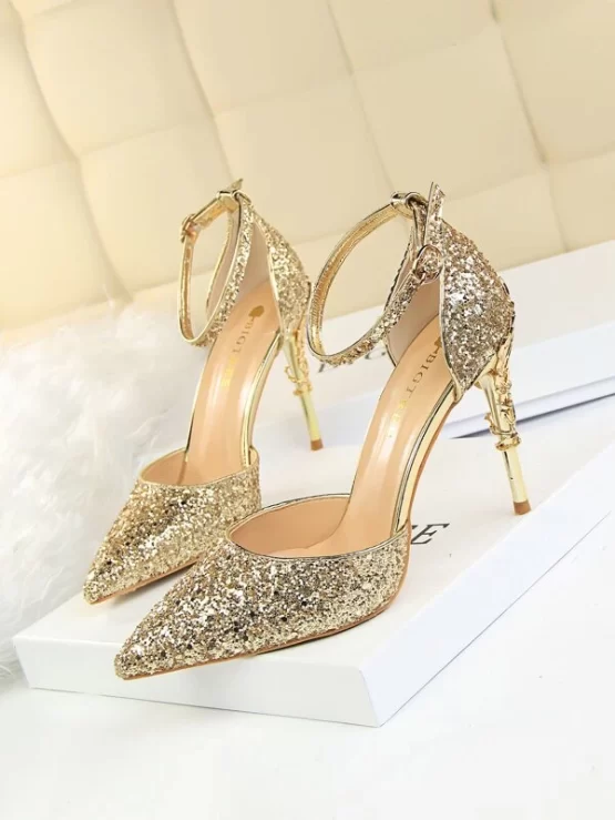 Glitter Point Toe Ankle Strap Sandals - Image 7