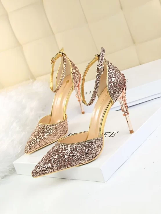 Glitter Point Toe Ankle Strap Sandals - Image 10