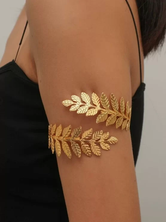 Metal Leaf Gold Design Wrap Bracelet