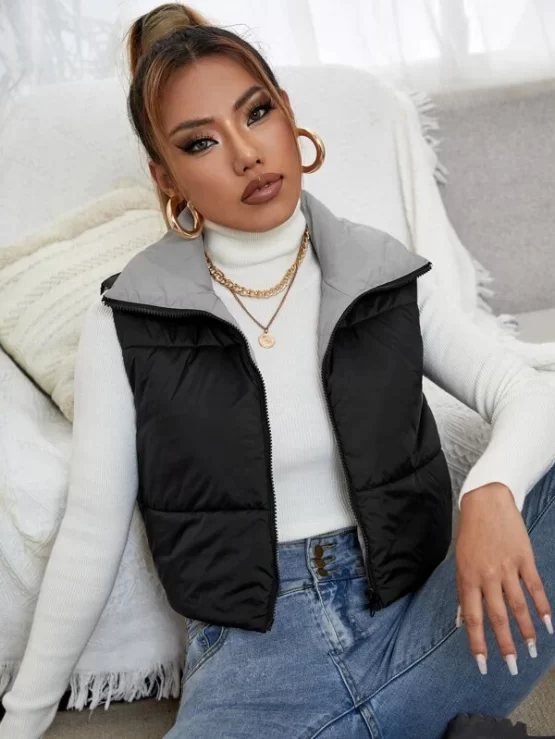 Zipper Double Face Winter Vest Coat - Image 7