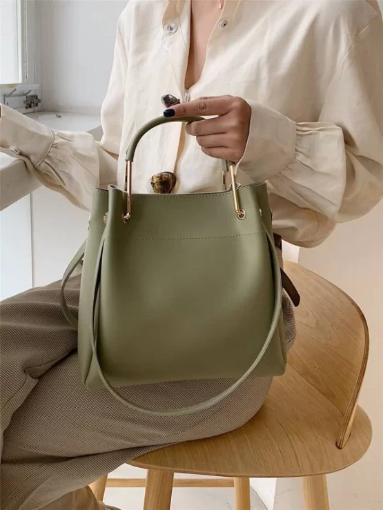 Minimalist Double Handle Bucket Bag
