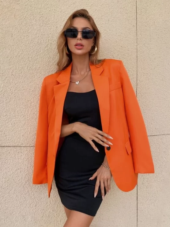 Single Elegant Button Flap Detail Blazer