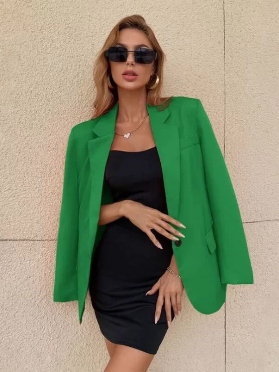 Single Elegant Button Flap Detail Blazer - Image 7